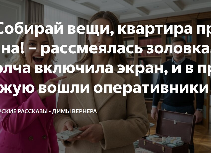 – Собирай вещи, квартира продана! – рассмеялась золовка.</p>
<p>Я молча включила экран, и в прихожую вошли оперативники